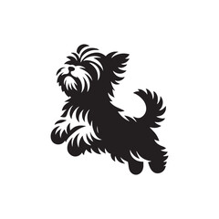 Morkie dog silhouette showcasing small, adorable mixed breed charm, playful and loving pet, digital vector art, perfect for logos, designs, crafts, and animal-themed projects.
