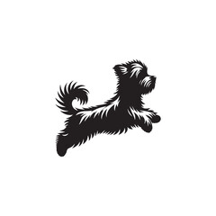 Morkie dog silhouette showcasing small, adorable mixed breed charm, playful and loving pet, digital vector art, perfect for logos, designs, crafts, and animal-themed projects.
