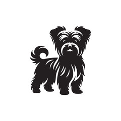 Morkie dog silhouette showcasing small, adorable mixed breed charm, playful and loving pet, digital vector art, perfect for logos, designs, crafts, and animal-themed projects.
