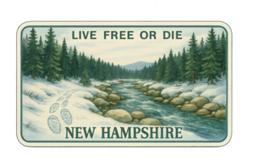 New Hampshire license plate number isolated 
