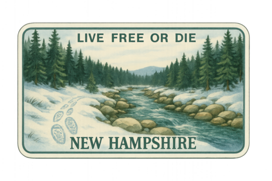 New Hampshire license plate number isolated 