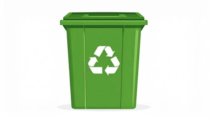 Green Recycling Bin with Classic Recycle Symbol for Waste Management and Environmental Awareness