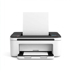 office printer with paper cartoon 