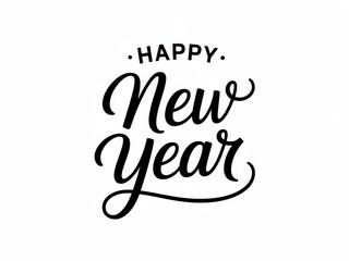 Obraz premium Elegant 'Happy New Year' typography on white background.