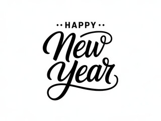 Elegant 'Happy New Year' calligraphy on white.