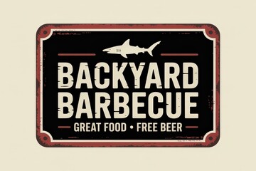 Retro-style BBQ sign promoting free beer.