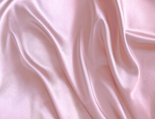  Silk pink powder light fabric. Luxury elegant background for design. Wave line crumpled. Elegant satin material.