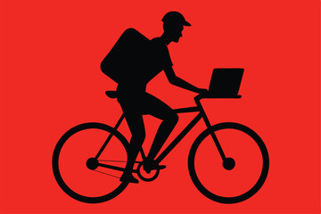 Obraz premium Bikers cycling: silhouette of a person on a bicycle, a girl with a bike, vector sport illustration