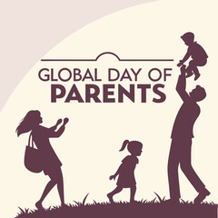 Global Day of Parents text with silhouette vector art illustration 