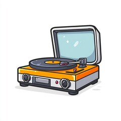 Fototapeta premium Vinyl Record Player Cartoon 