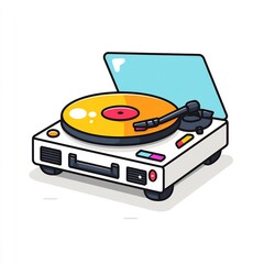 Fototapeta premium Vinyl Record Player Cartoon 