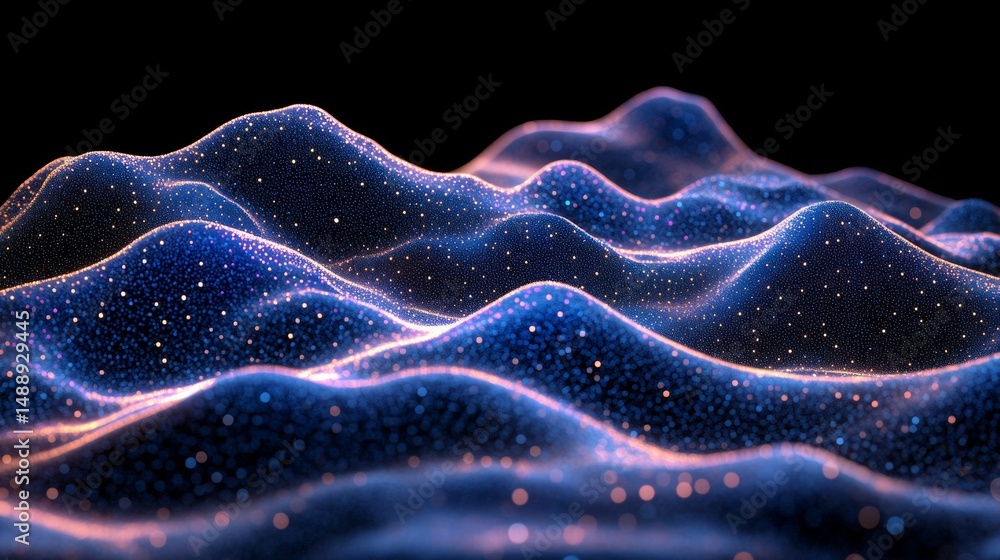 Poster the high-tech holographic interface of a futuristic hud features glowing fractal particles to repres
