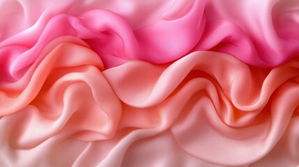 Obraz premium Soft, flowing drapes of gradient pink and peach fabric