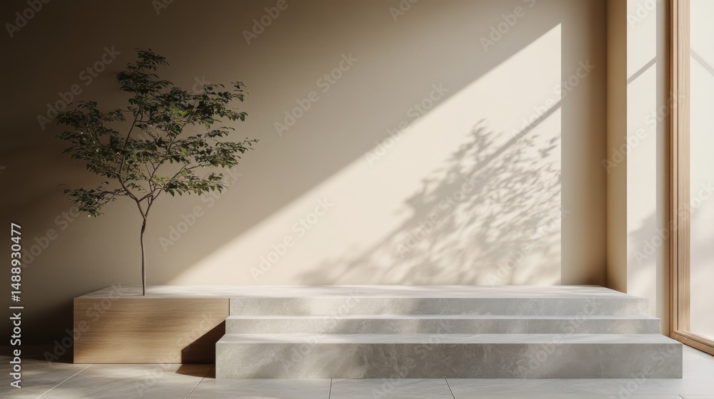Aufkleber another podium situated within a simple architectural context features a 3d rendered space that show
