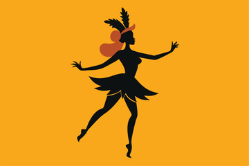 Dynamic silhouette illustration of a woman dancing with joy, capturing the action and freedom of a dancer mid-jump
