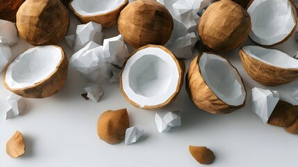 Geometric art of coconuts minimalist wallpaper