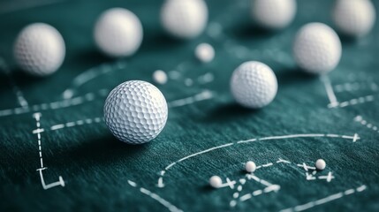 Golf Balls Strategy Diagram on Green Chalkboard, sport , planning