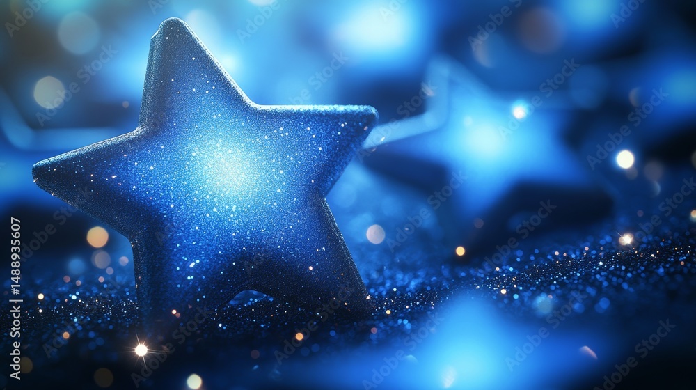 Aufkleber the scene is set with a luxurious modern background, complete with neon blue glitter particles that 