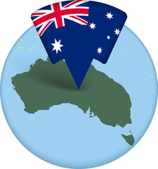Australia flag and map in circle