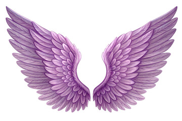 Fototapeta premium Elegant purple angel wings, isolated on transparent background - generated by ai