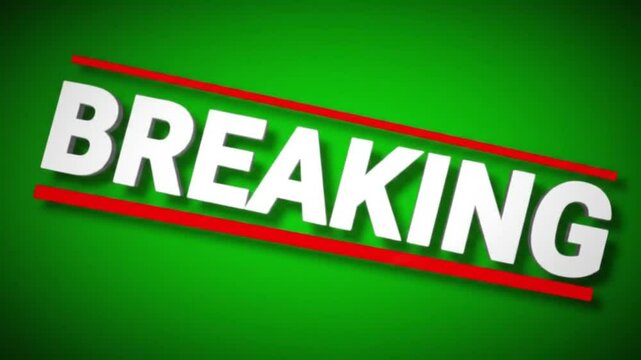 Breaking News Text on Green Screen &ndash; Urgent Broadcast Graphic Overlay for News Intros and Live Media Coverage

