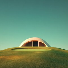 Minimalist Dome Architecture on Hill, Modernism ,Landscape