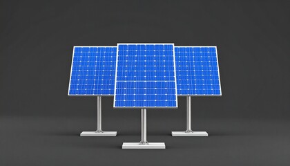 Three Modern Solar Panels Offering Sustainable Energy Solutions for a Clean Future with Innovative Technology