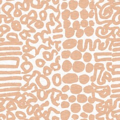 Calm minimal shape seamless pattern. Gender neutral baby nursery decor background. Scandi style sketch wallpaper in decorative kid fashion swatch. 