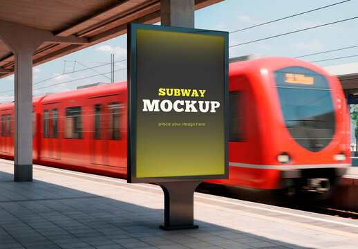 Billboard Mockup at Train Station Platform