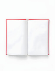 Open blank paper brochure isolated on white, top view. Mockup for design, hyperrealism. White tone