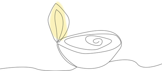 Elegant line art of a spa bowl with a flam and swirling water – ideal for aromatherapy, relaxation, holistic healing, and natural wellness branding.