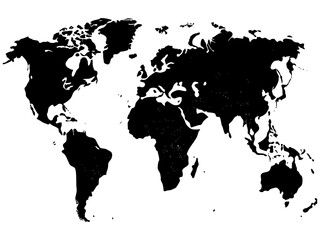 Black and White World Map Silhouettes – Flat and Globe Projections for Global Concepts, Design, and Education.