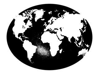 Black and White World Map Silhouettes &ndash; Flat and Globe Projections for Global Concepts, Design, and Education.
