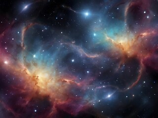 Naklejka premium Colorful Abstract Galaxy Background – Dreamy Cosmic Scene with Starry Sky