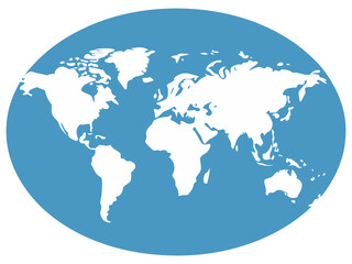 Black and White World Map Silhouettes – Flat and Globe Projections for Global Concepts, Design, and Education.