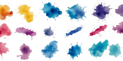 Set of colorful paint splatter abstract vector texture background. Set of abstract watercolor water splash background.	