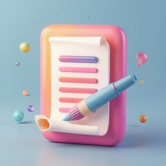 Document and Pen with Colorful Accents