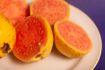 guavas on a blue background
