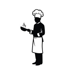 Shef cooking man icon silhouette vector illustration design on white background.