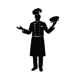 Shef cooking man icon silhouette vector illustration design on white background.