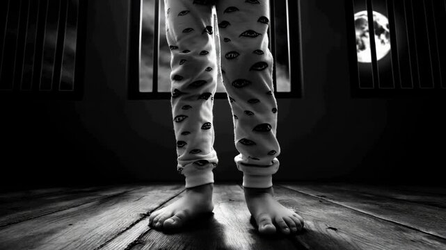 Monochromatic Moonlit Portrait: HighResolution Photography Tutorial. A black and white photo of a person standing in front of a window.