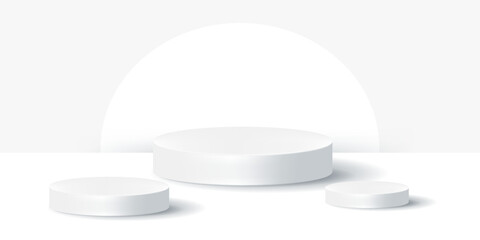 Realistic podiums with highlights and shadows, universal round, oval, stepped. For your creative designs.