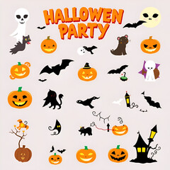Halloween party elements icons