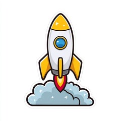 Rocket blasting off flat icon