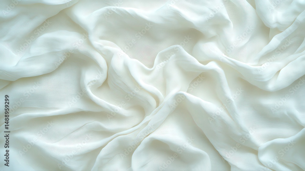 Poster white linen fabric texture: soft creases and subtle pattern