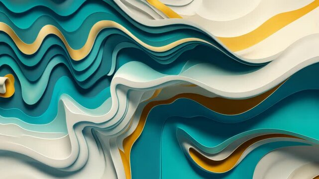 Abstract layered, wavy, colorful design