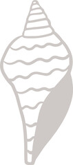 Seashell in doodle style. Hand drawn marine graphic element