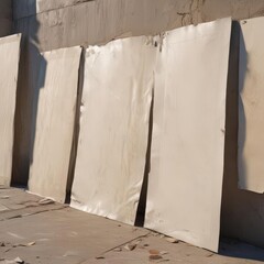 Multiple layered, sun-bleached paper posters affixed to an aged outdoor surface  Visible glue residue ,  mockup,  faded,  weathered