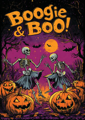 Fototapeta premium Boogie & Boo! - Halloween Skeletons and Pumpkins