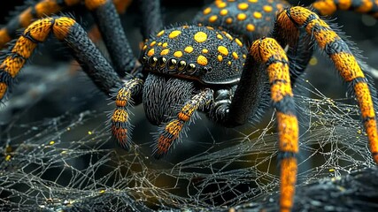 Detailed Close-Up of Spider with Orange and Black Pattern